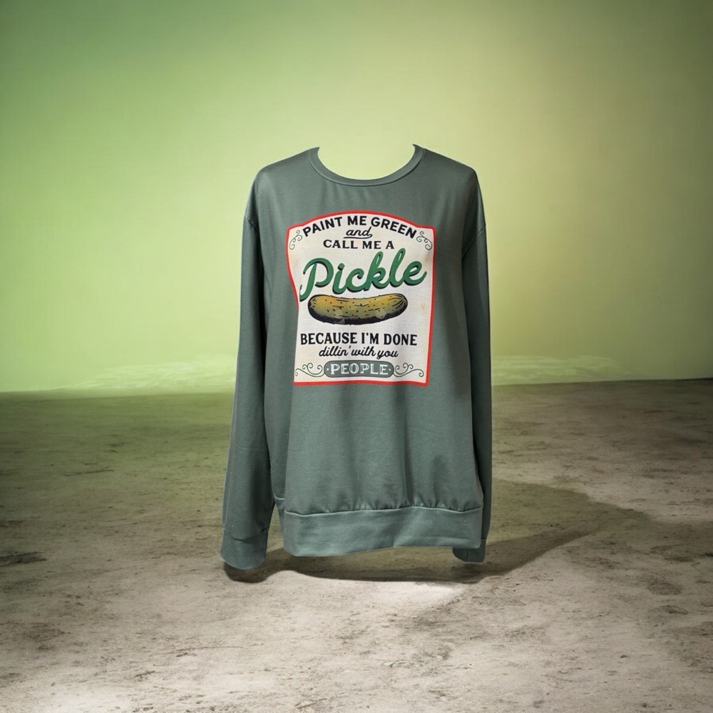 Boutique‎ Pickle Theme Sweatshirt SZ LG NWOT